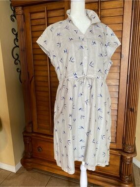 Brakeburn cotton cream with swallows birds